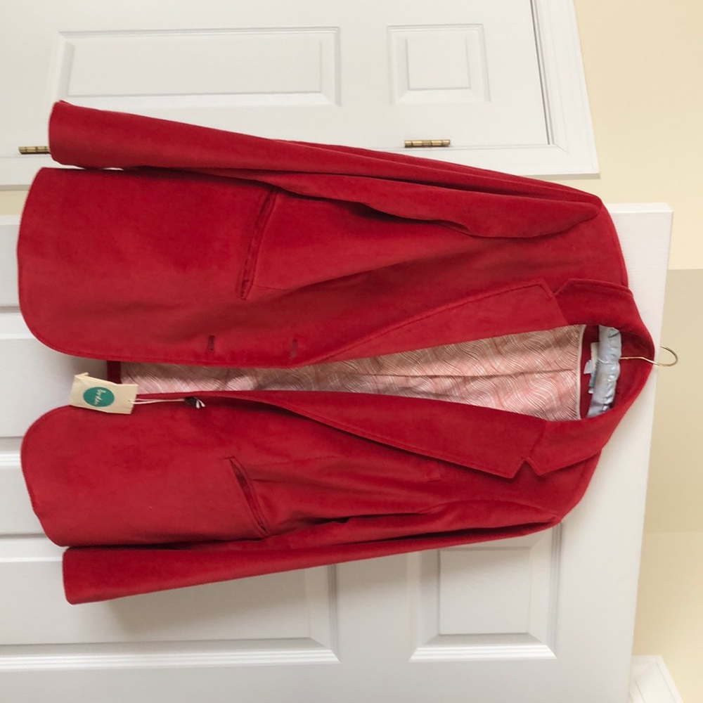NWOT Boden red velvet blazer.